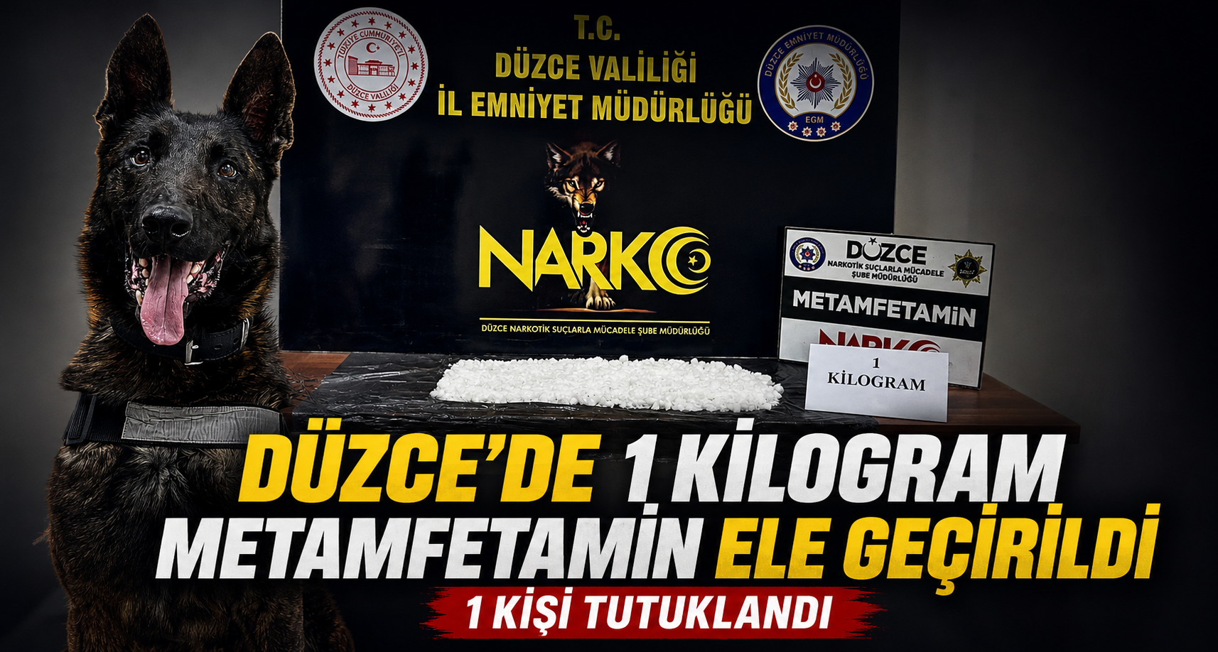 Düzce’de 1 Kilogram Metamfetamin Ele Geçirildi, 1 Kişi Tutuklandı