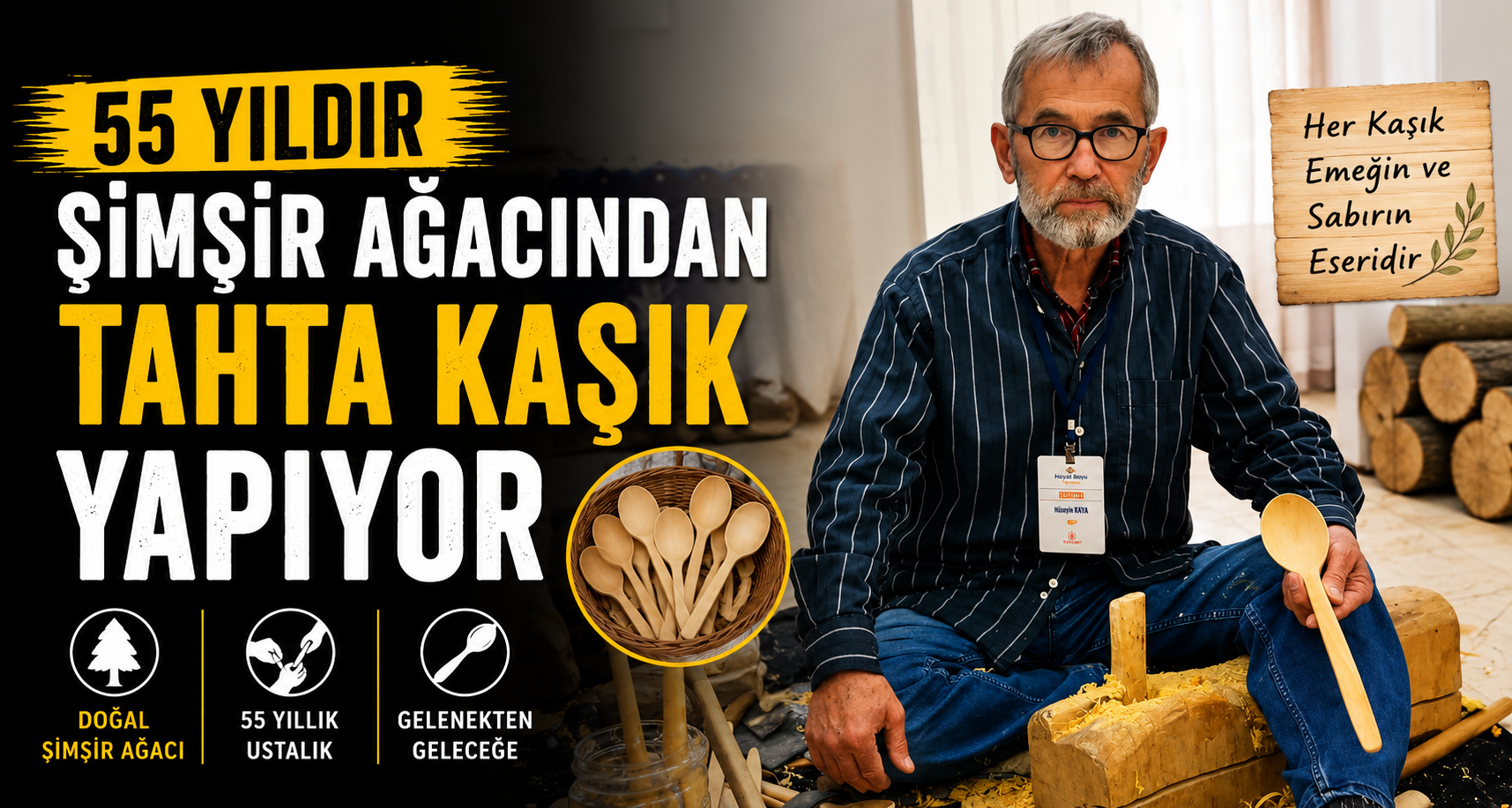 55 yıldır şimşir ağacından tahta kaşık yapıyor