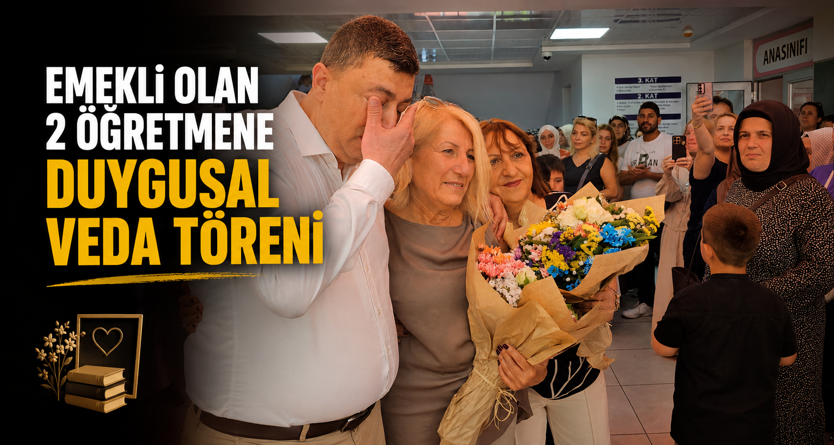 Emekli olan 2 öğretmene duygusal veda töreni