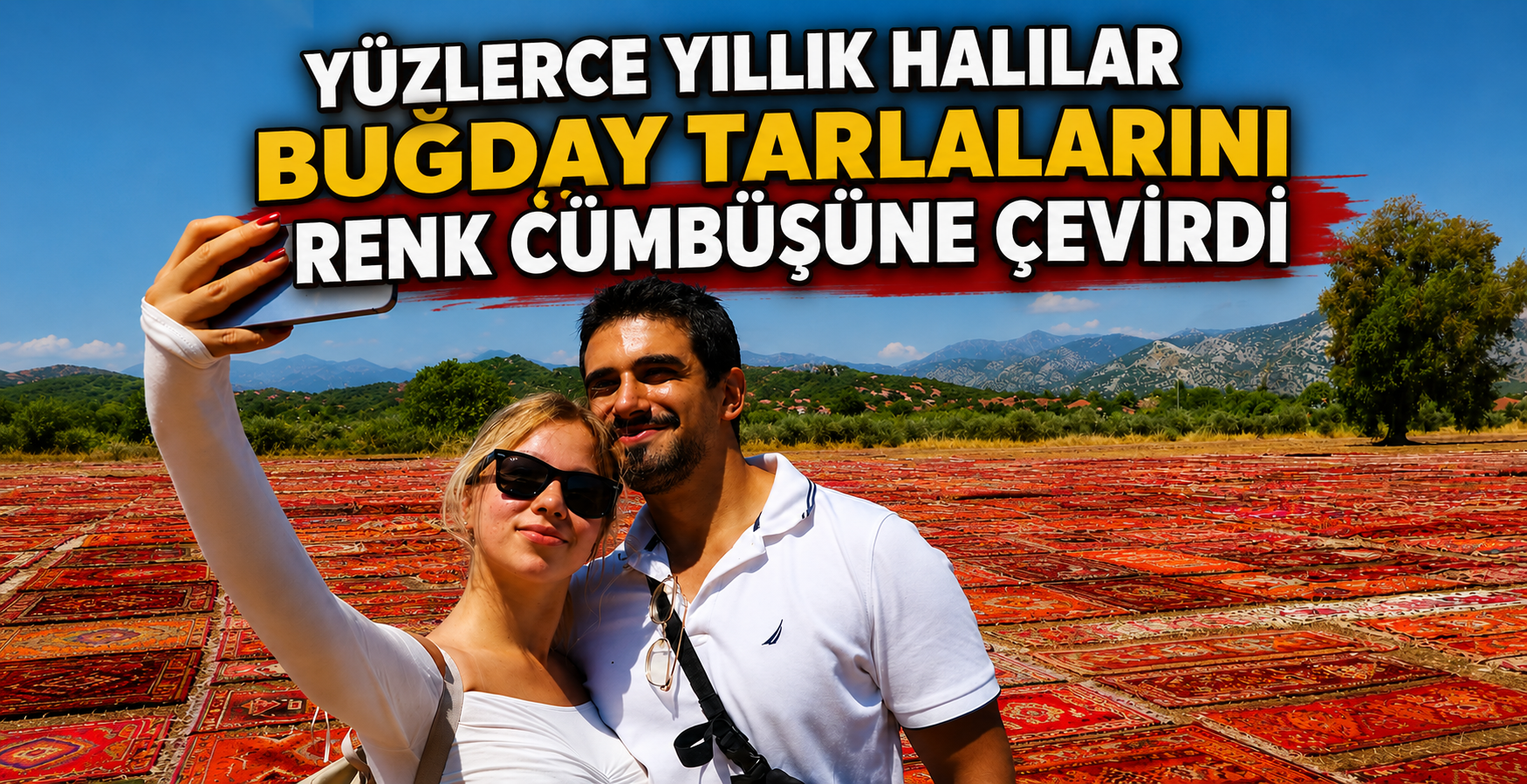 Yüzlerce yıllık halılar buğday tarlalarını renk cümbüşüne çevirdi