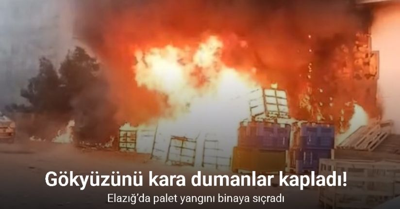 Elazığ’da palet yangını binaya sıçradı: Gökyüzünü kara dumanlar kapladı