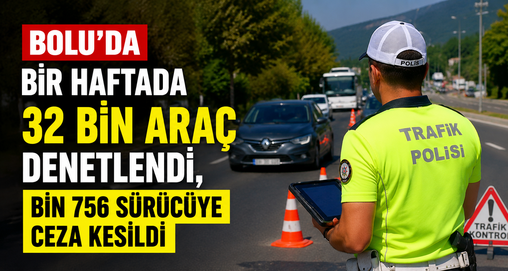 Bolu'da bir haftada 32 bin araç denetlendi, bin 756 sürücüye ceza kesildi