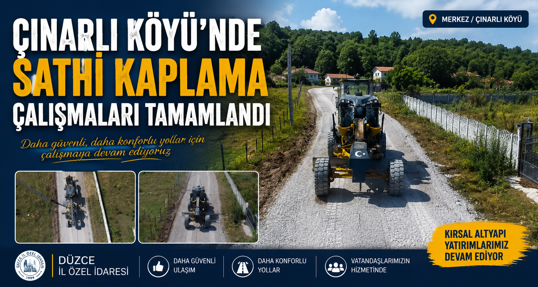 Çınarlı Köyü’nde Sathi Kaplama Çalışmaları Tamamlandı