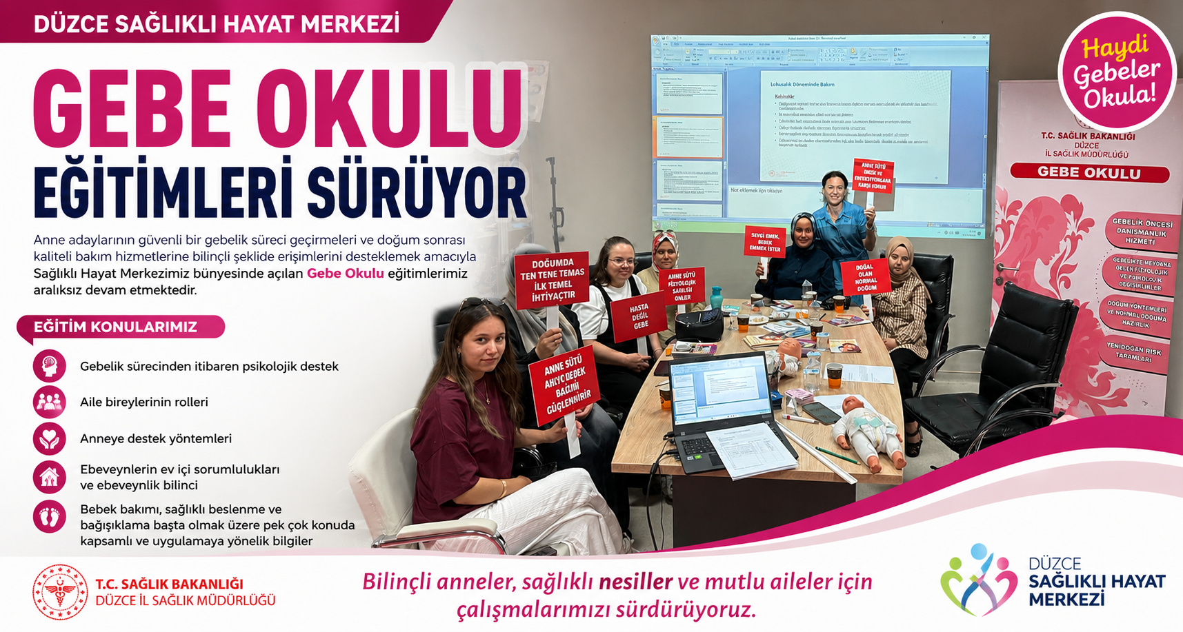 Düzce Sağlıklı Hayat Merkezi Gebe Okulu Eğitimleri Sürüyor
