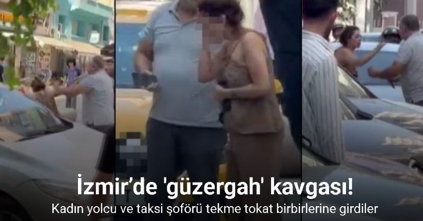 İzmir’de taksici ile vatandaş arasındaki ’güzergah’ kavgası kamerada