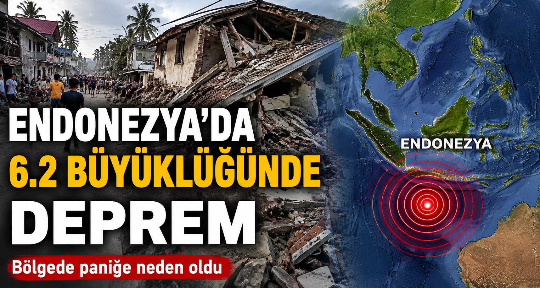 Endonezya'da 6.2 büyüklüğünde deprem