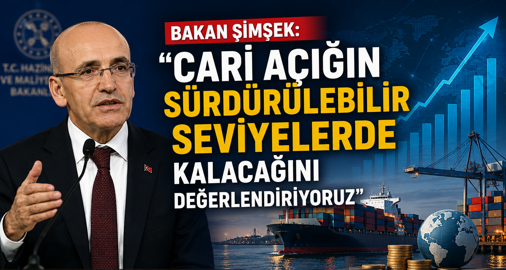 Bakan Şimşek: Cari açığın sürdürülebilir seviyelerde kalacağını değerlendiriyoruz