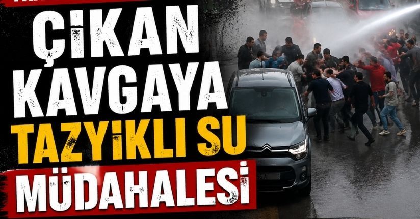 Trafik kazası sonrası çıkan kavgaya tazyikli su müdahalesi