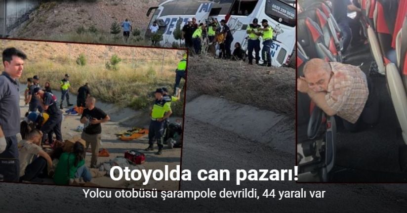 Aksaray’da yolcu otobüsü şarampole devrildi: 44 yaralı