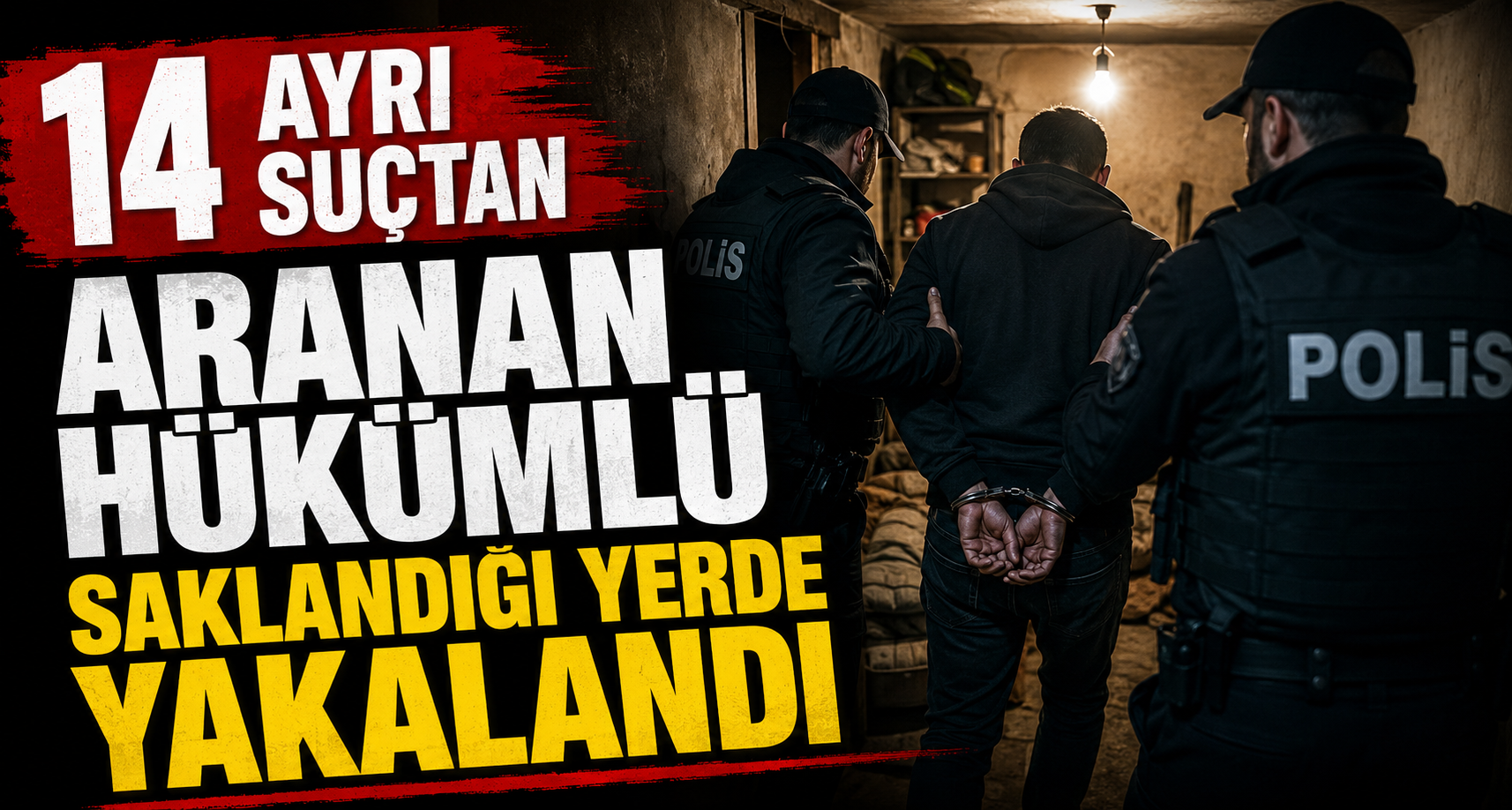 14 Ayrı Suçtan Aranan Hükümlü Saklandığı Yerde Yakalandı