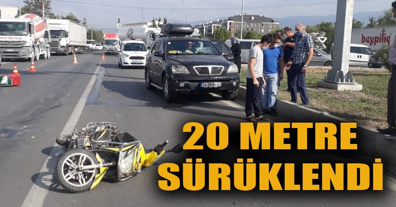 Bolu’da ciple çarpışan motosiklet sürücüsü 20 metre sürüklendi