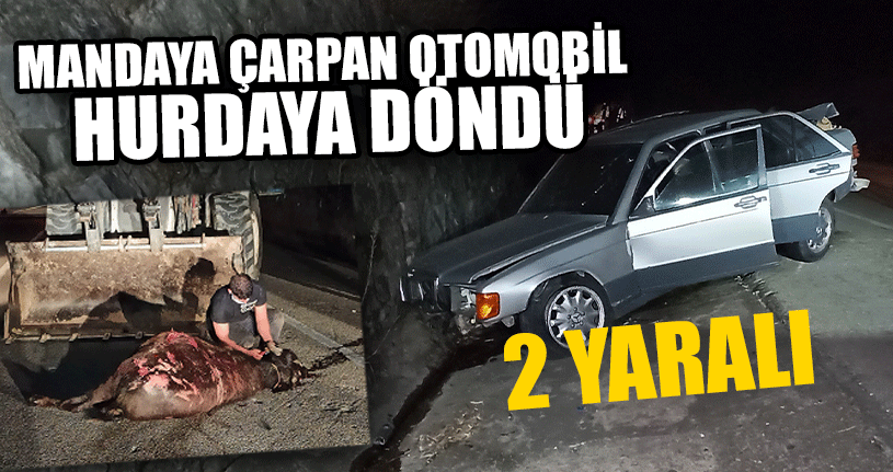 Mandaya Çarpan Otomobil Hurdaya Döndü