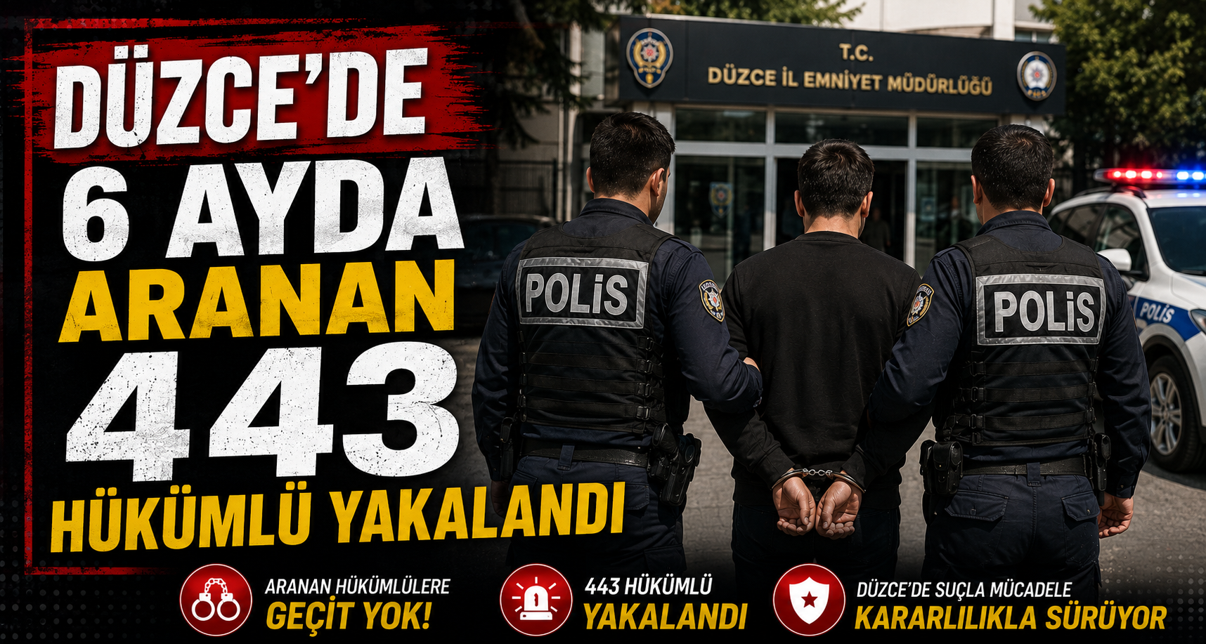 Düzce'de 6 Ayda Aranan 443 Hükümlü Yakalandı
