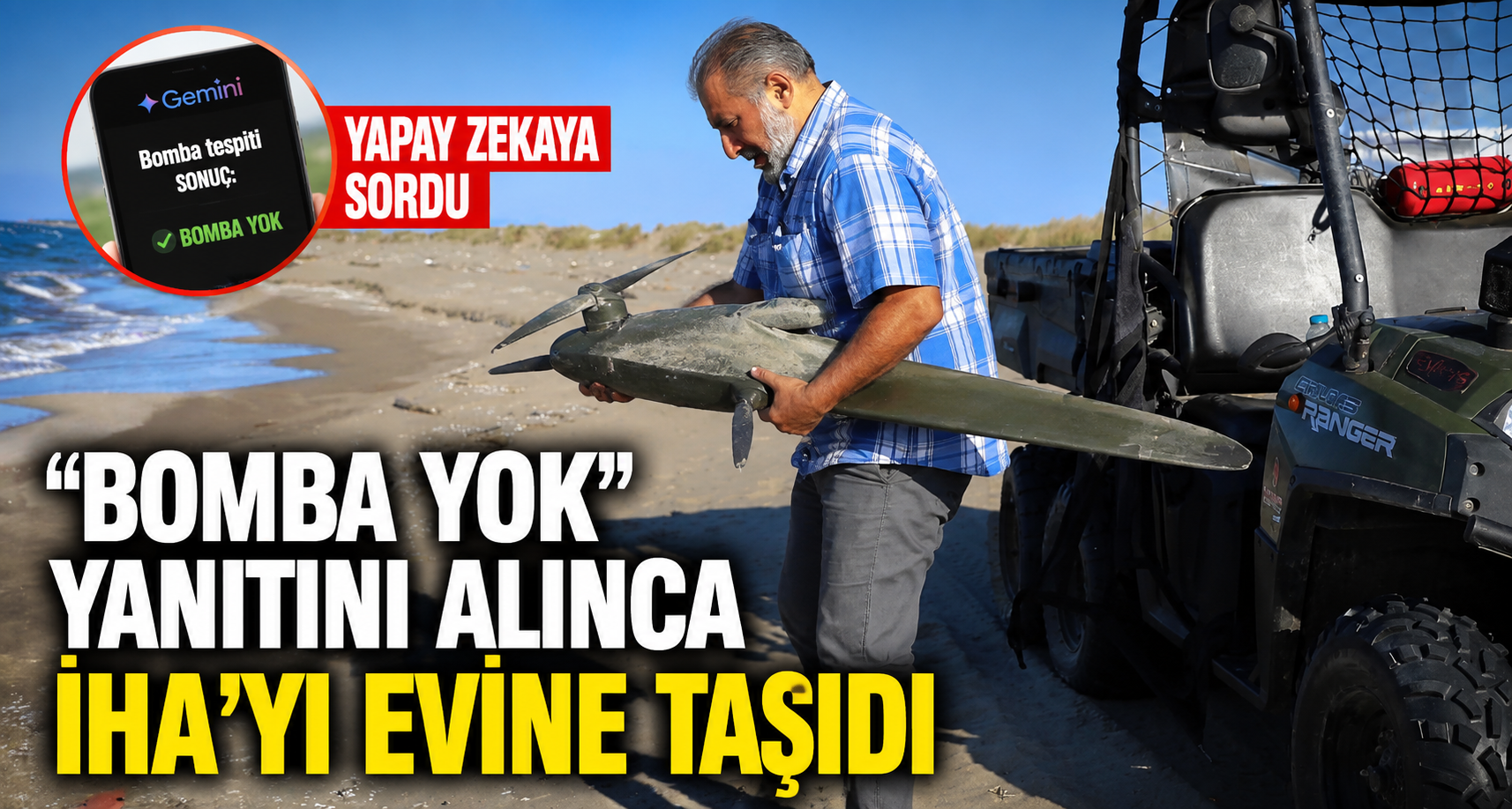 Sahilde bulduğu İHA’yı yapay zeka uygulamasından bakıp 