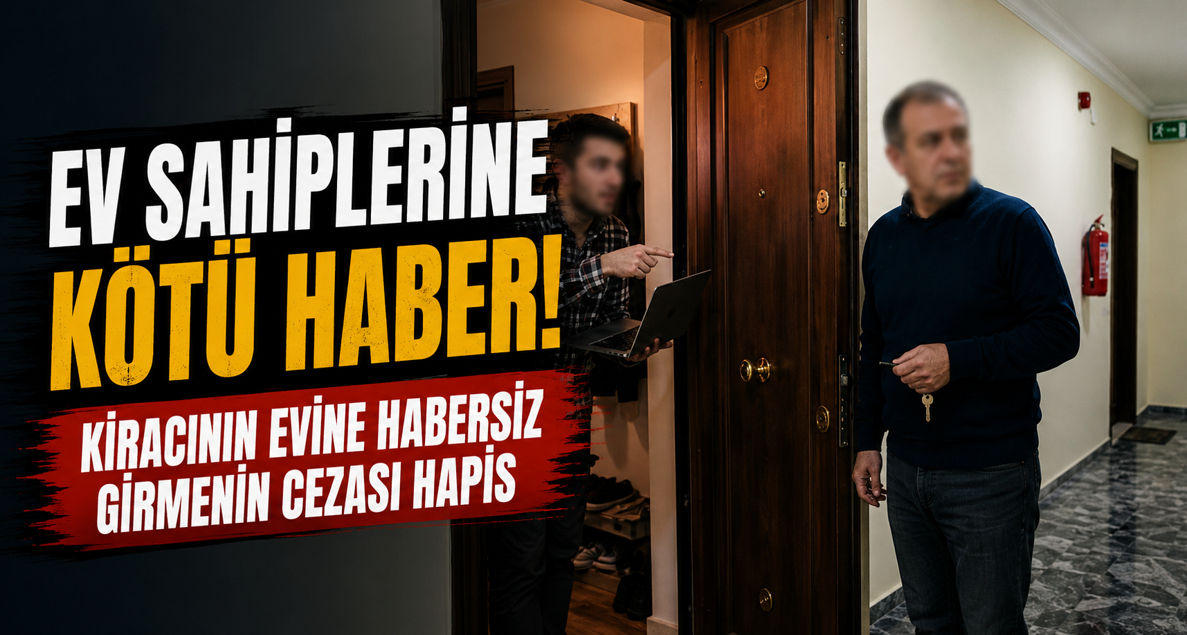Yedek anahtarla kiracının evine giren mülk sahibi yandı