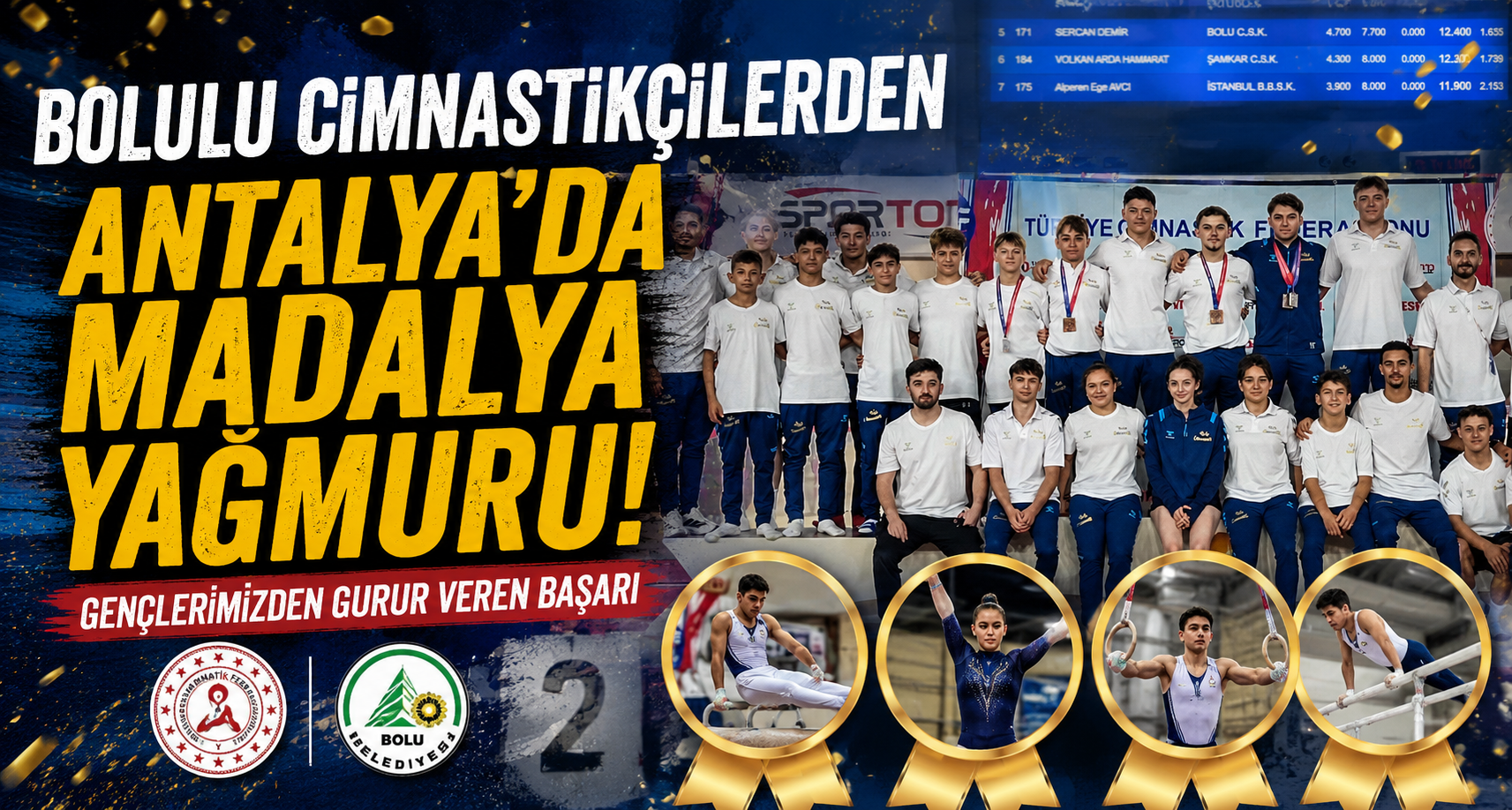 Bolulu cimnastikçilerden Antalya’da madalya yağmuru