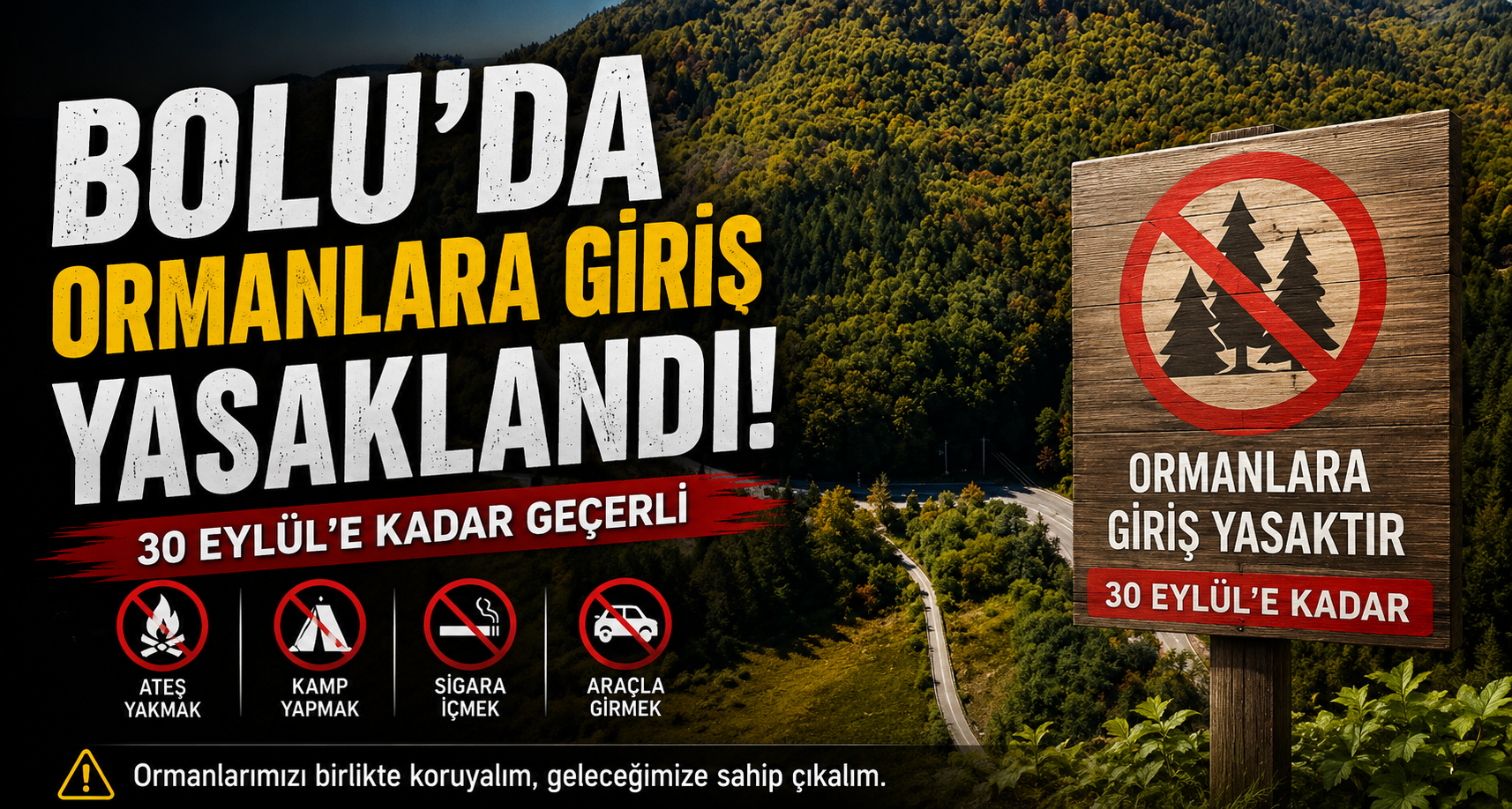 Bolu’da ormanlara giriş 30 Eylül’e kadar yasaklandı