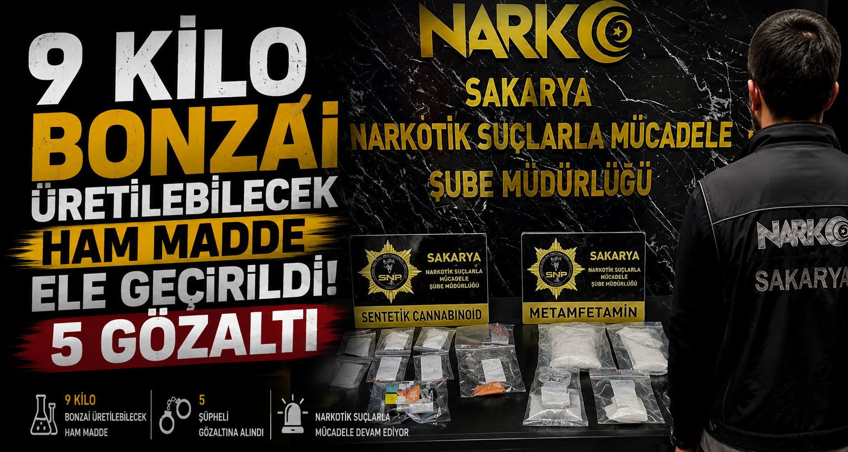 9 kilo bonzai üretilebilecek ham madde ele geçirildi: 5 gözaltı