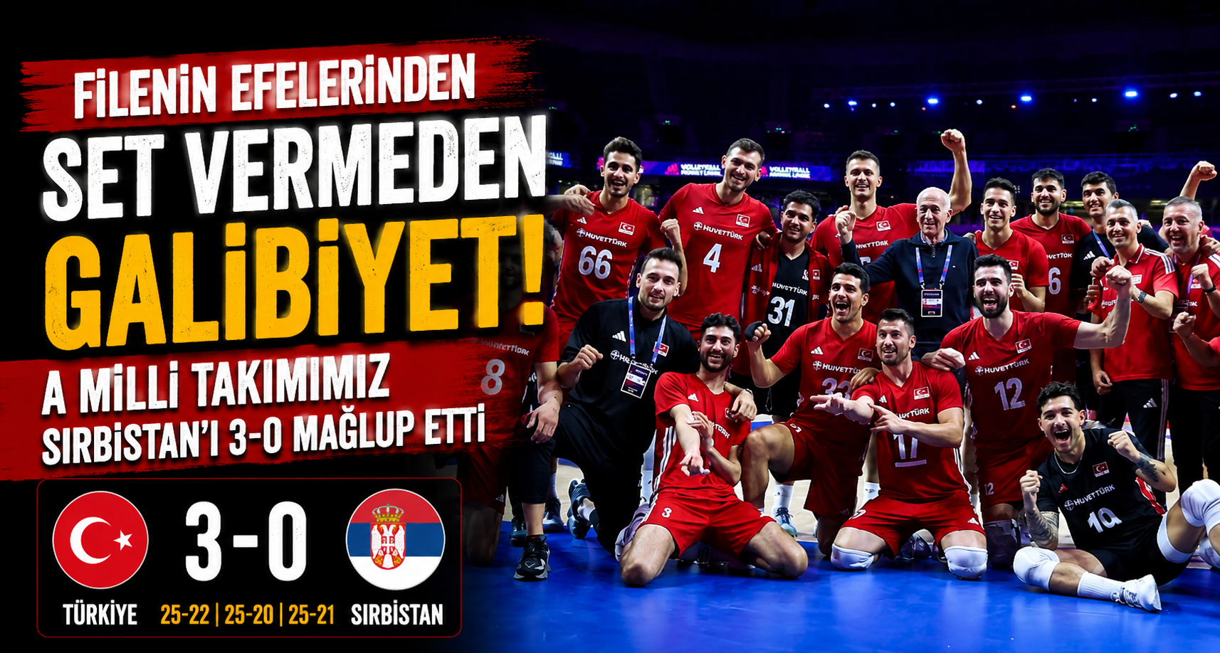 A Milli Erkek Voleybol Takımı, Sırbistan'ı set vermeden geçtiA Milli Erkek Voleybol Takımı, Sırbistan'ı set vermeden geçti