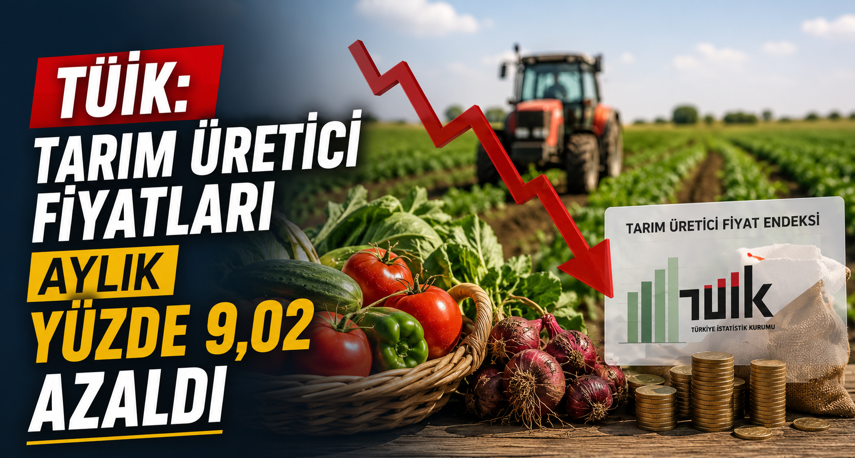 TÜİK: Tarım üretici fiyatları aylık yüzde 9,02 azaldı