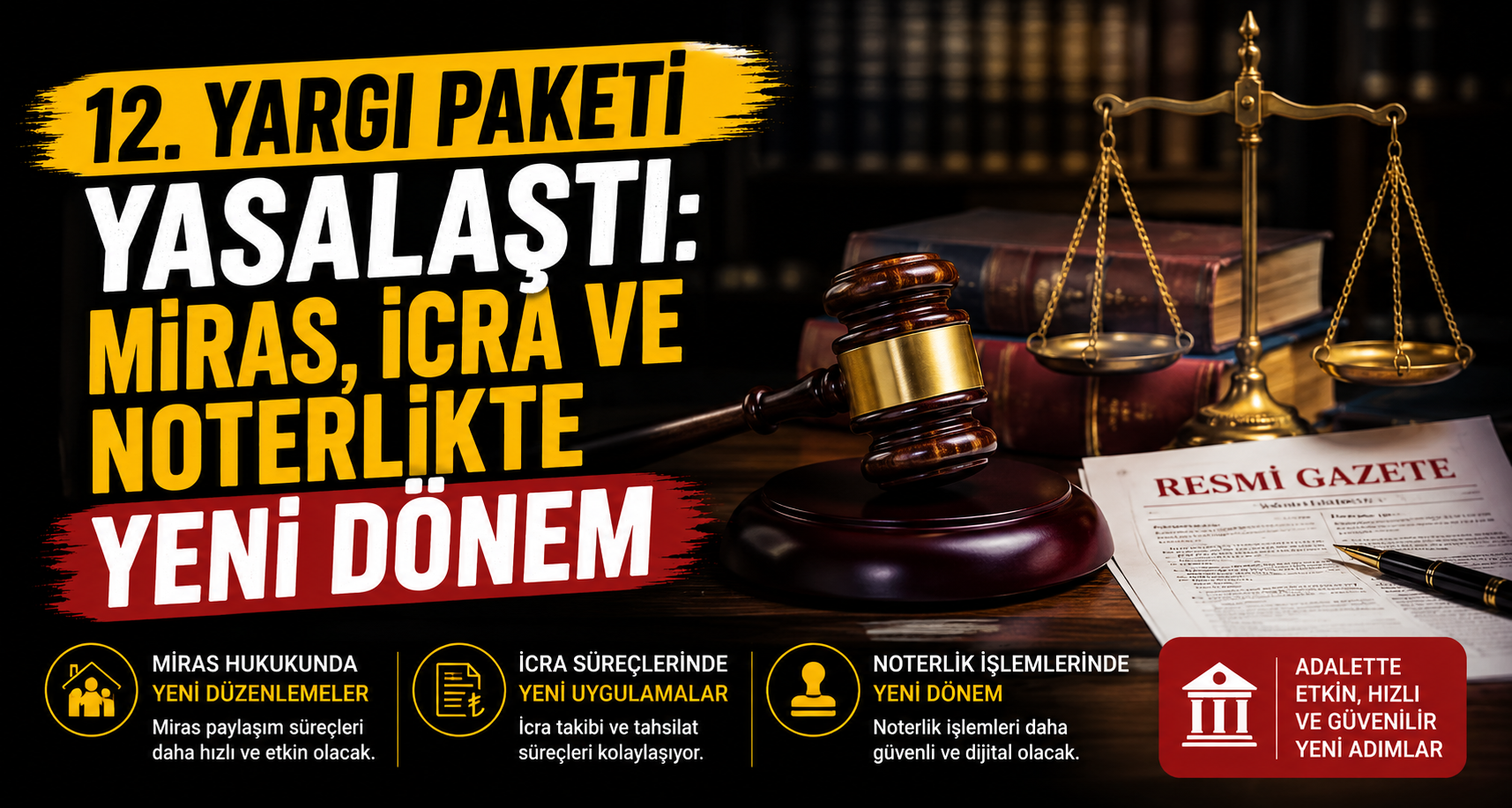 12. Yargı Paketi Yasalaştı: Miras, İcra ve Noterlikte Yeni Dönem