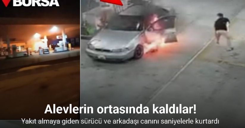 Yakıt almaya geldi, aracı alev topuna döndü