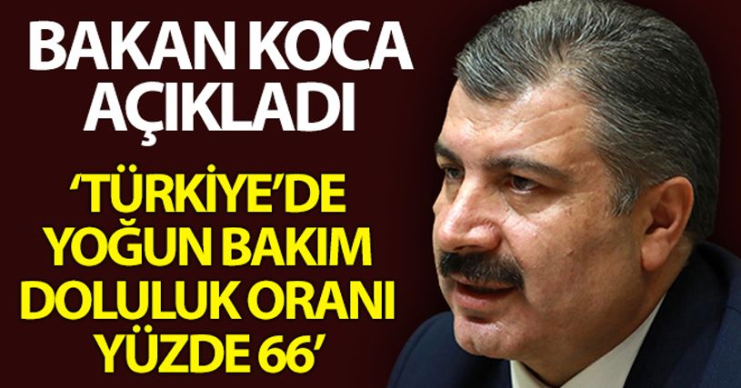 Bakan Koca: 'Türkiye genelinde yoğun bakım doluluk oranı yüzde 66'