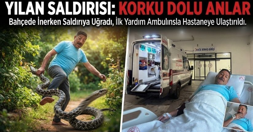 Yılan, bahçeye inen adamın ayağına saldırdı