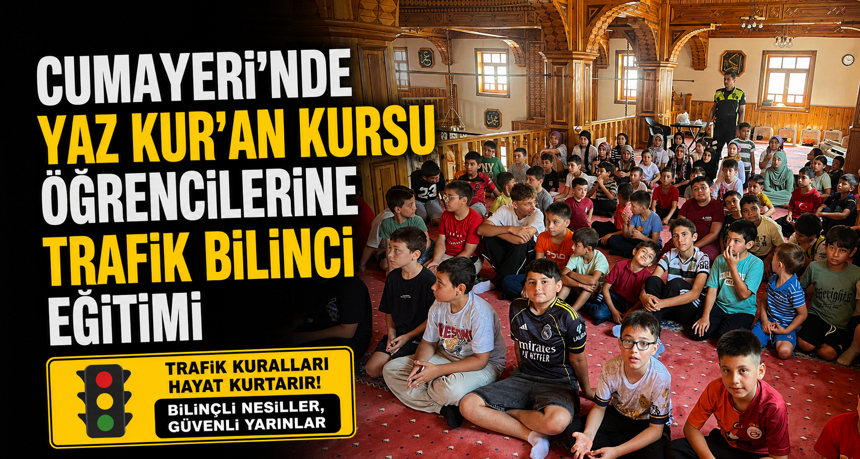 Cumayeri’nde yaz Kur’an kursu öğrencilerine trafik bilinci eğitimi