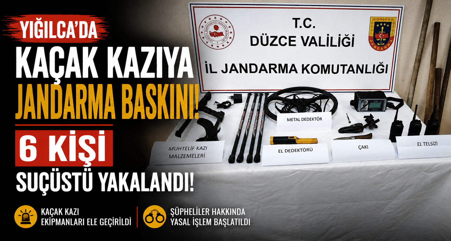 Yığılca'da kaçak kazıya Jandarma baskını