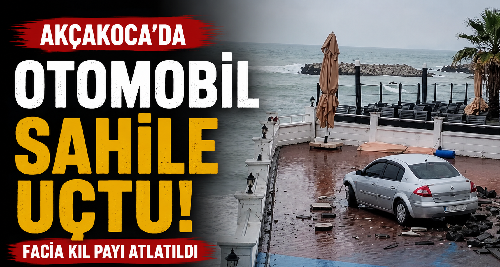 Akçakoca'da Otomobil Sahile Uçtu: Facia Kıl Payı Atlatıldı