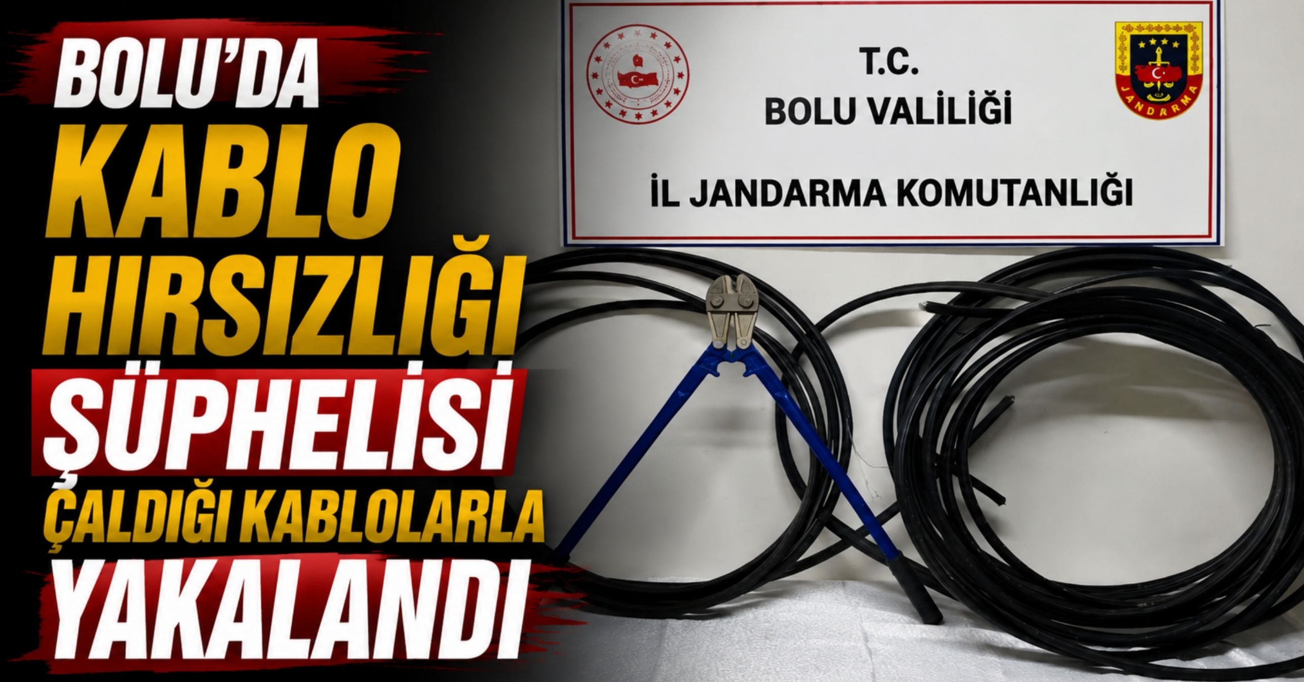 Bolu’da kablo hırsızlığı şüphelisi çaldığı kablolarla yakalandı