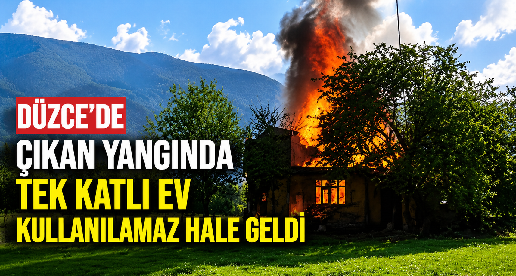 Düzce'de çıkan yangında tek katlı ev kullanılamaz hale geldi