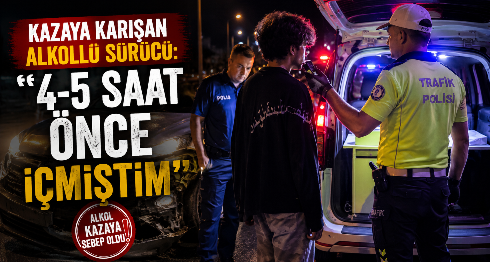 Kazaya karışan alkollü sürücü, 