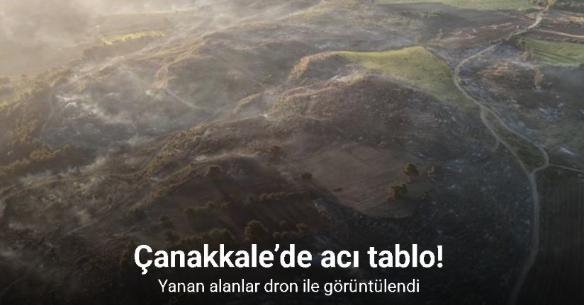 Çanakkale’deki yangında yanan alanlar dron ile görüntülendi