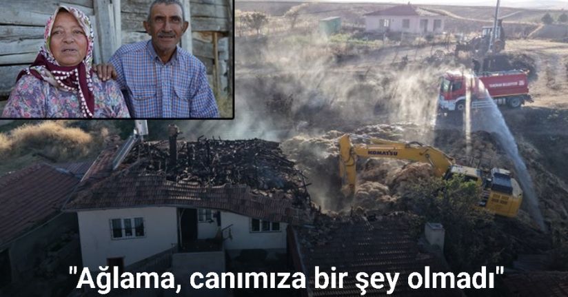 Evleri yanan kadın gözyaşı döken eşini teselli etti: 