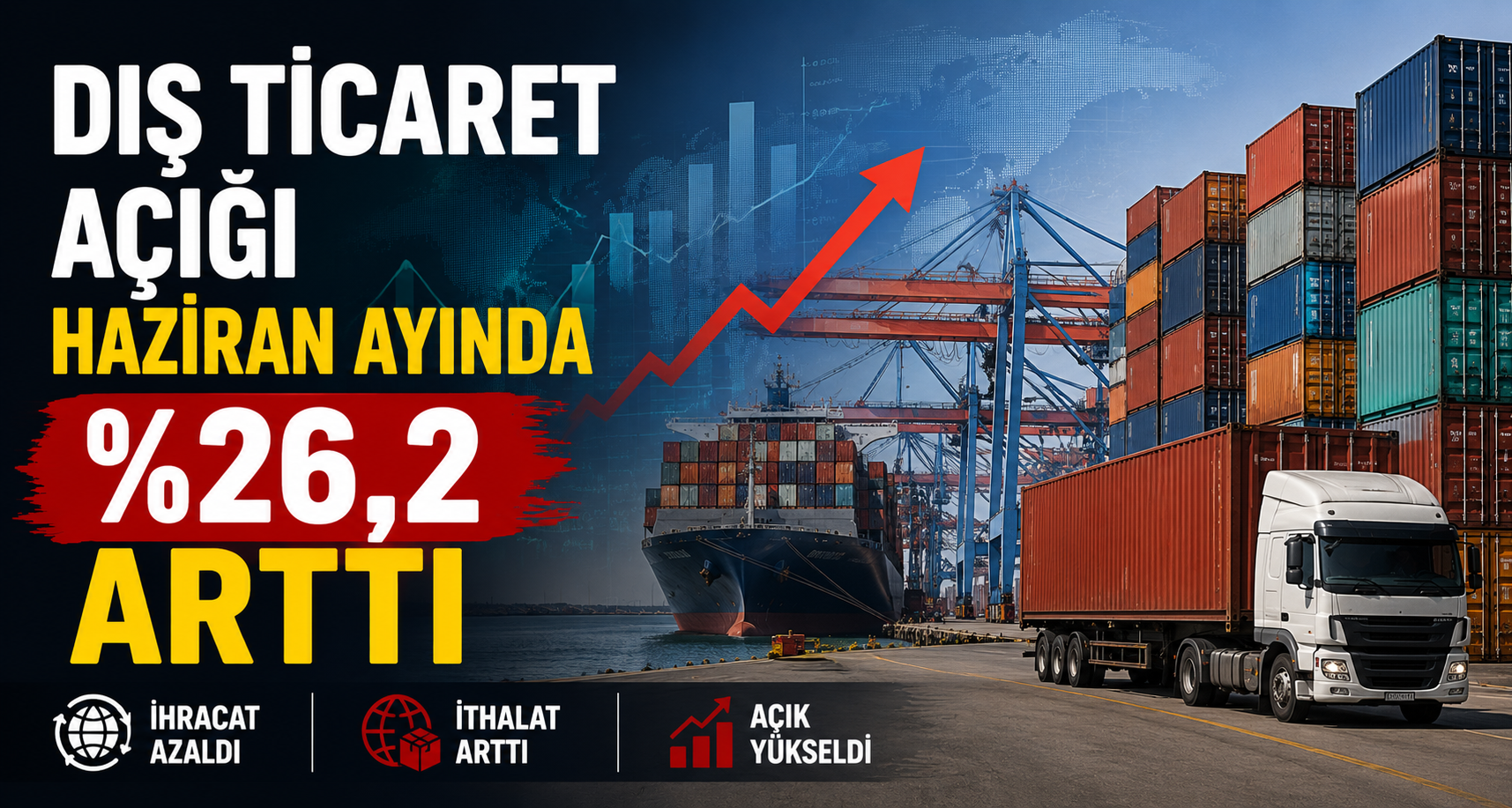 Dış ticaret açığı Haziran ayında yüzde 26,2 arttı