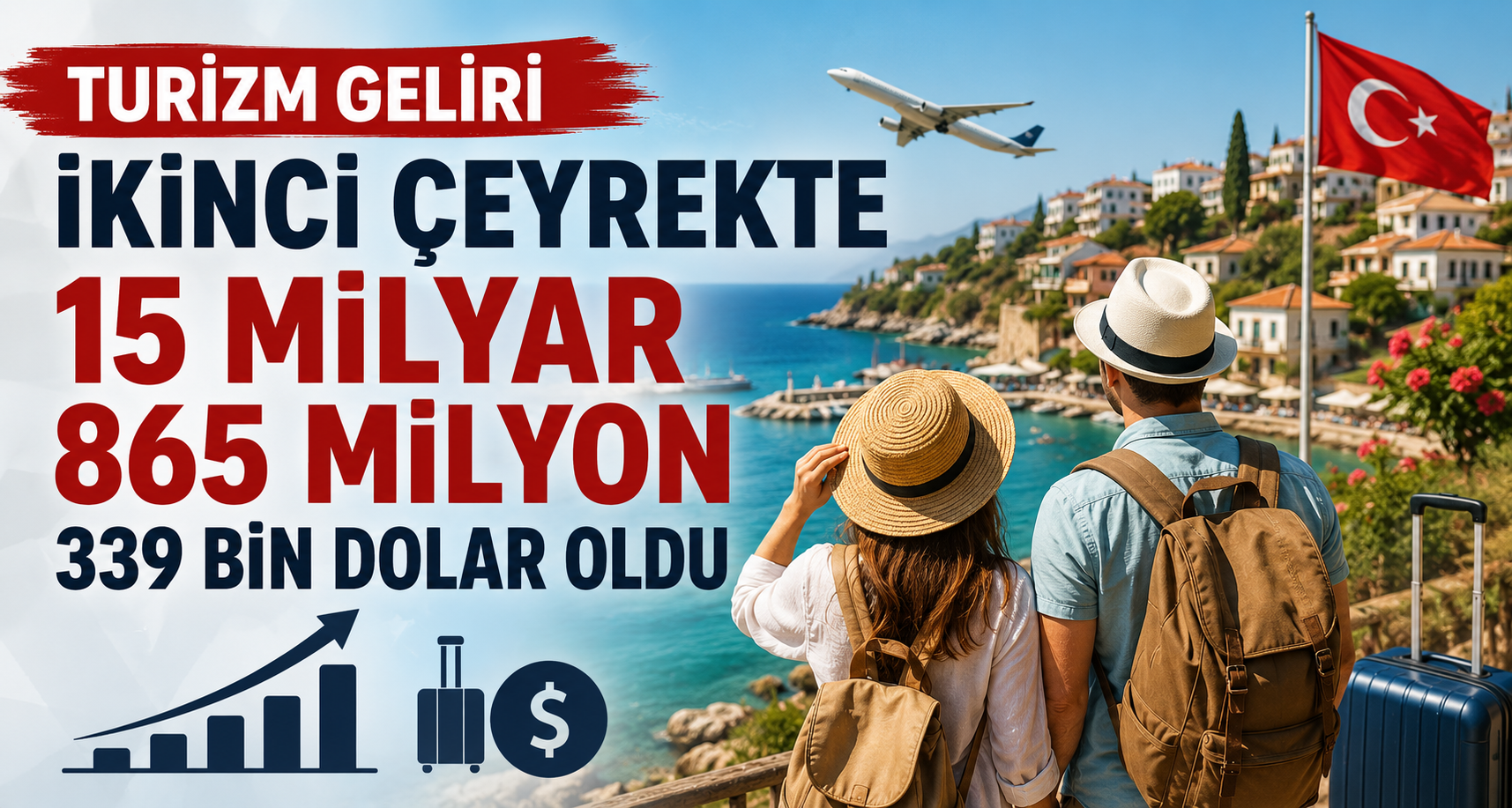 Turizm geliri ikinci çeyrekte 15 milyar 865 milyon 339 bin dolar oldu