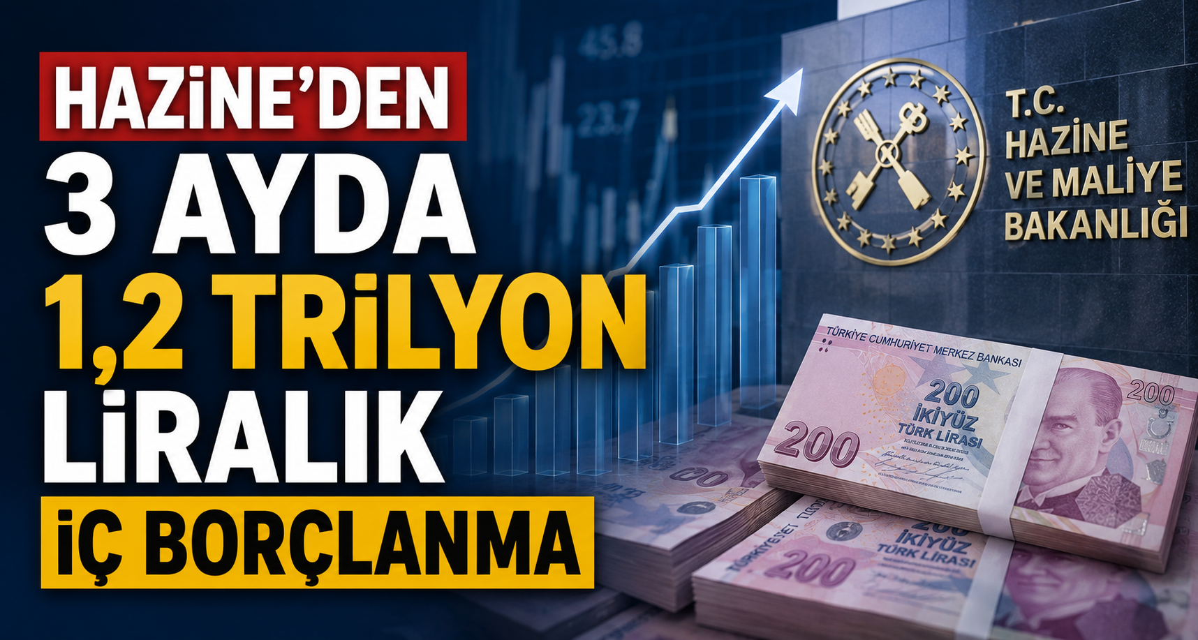 Hazine'den 3 Ayda 1,2 Trilyon Liralık İç Borçlanma