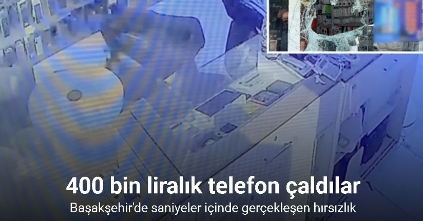 Maskeli hırsızlar camını odunla kırdıkları mağazadan 400 bin liralık telefon çaldı