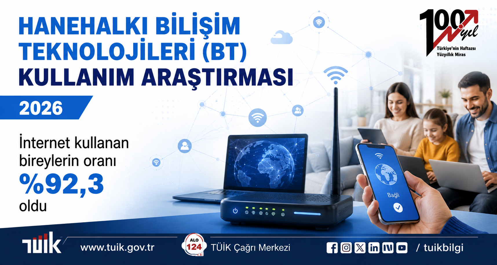 TÜİK: 2026'da internet kullanım oranı arttı