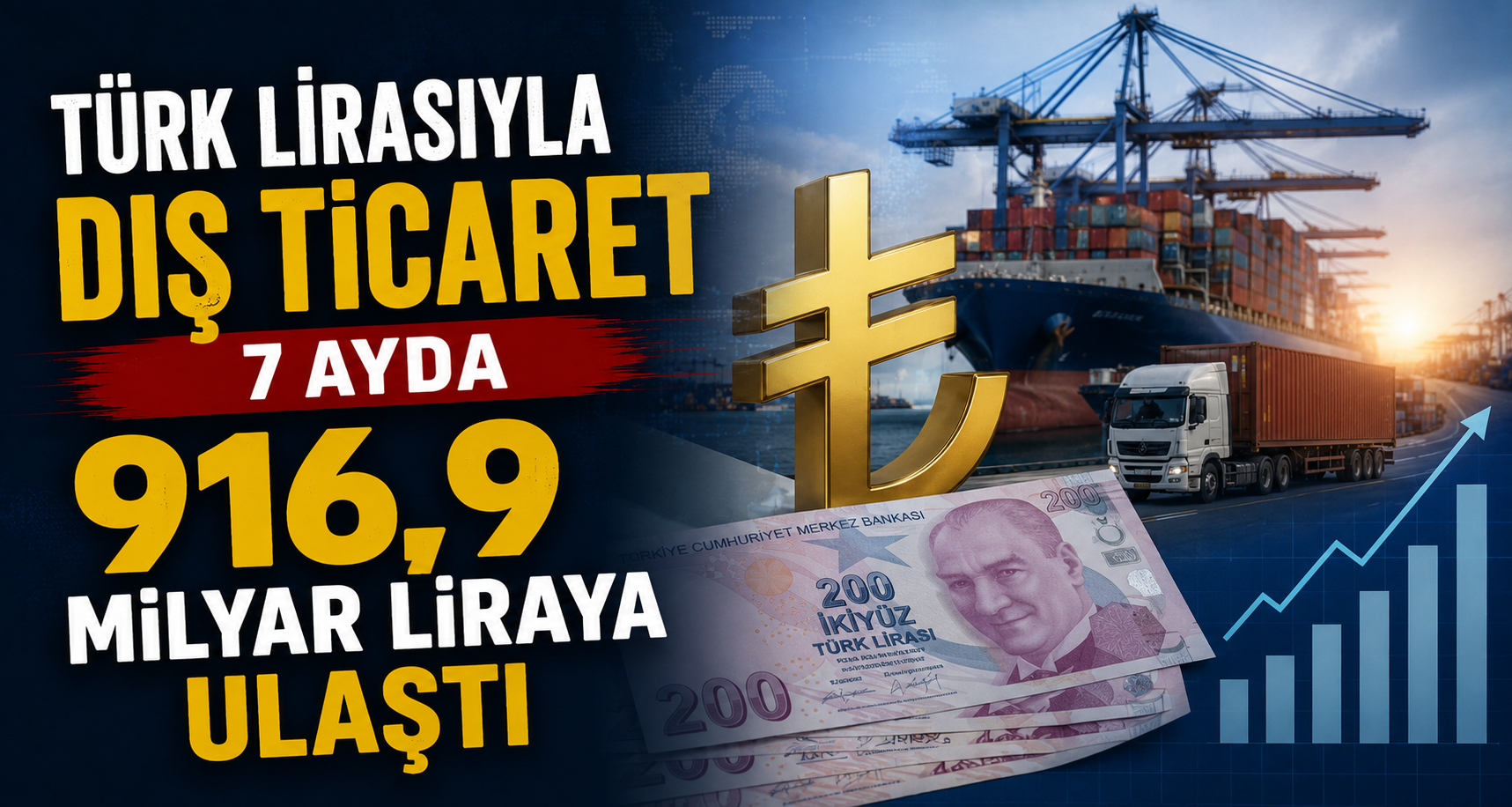 Türk lirasıyla dış ticaret 7 ayda 916,9 milyar liraya ulaştı