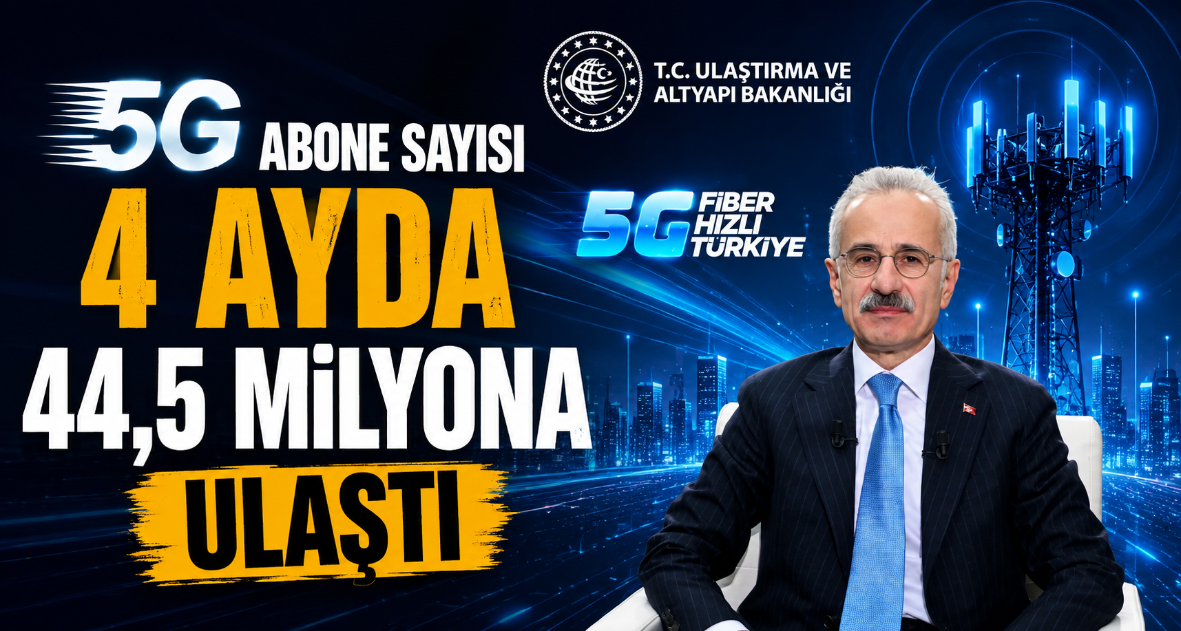 5G abone sayısı 4 ayda 44,5 milyona ulaştı