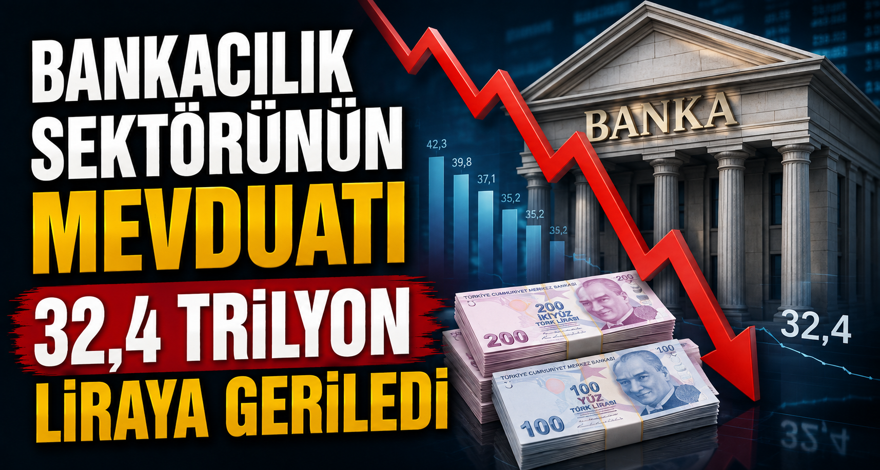 Bankacılık sektörünün mevduatı 32,4 trilyon liraya geriledi
