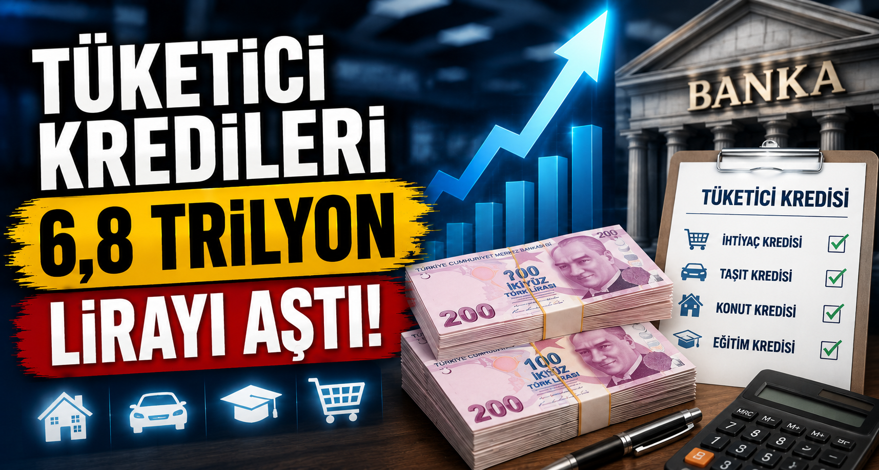 Tüketici kredileri 6,8 trilyon lirayı aştı