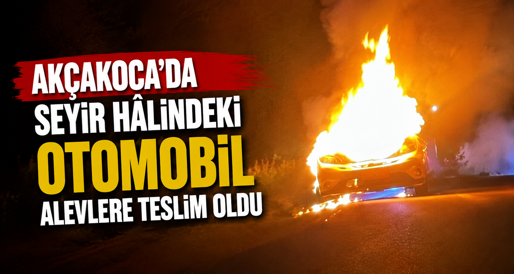 Akçakoca'da seyir hâlindeki otomobil alevlere teslim oldu
