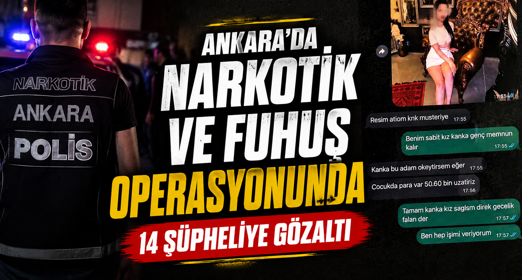 Ankara’da narkotik ve fuhuş operasyonunda 14 şüpheliye gözaltı