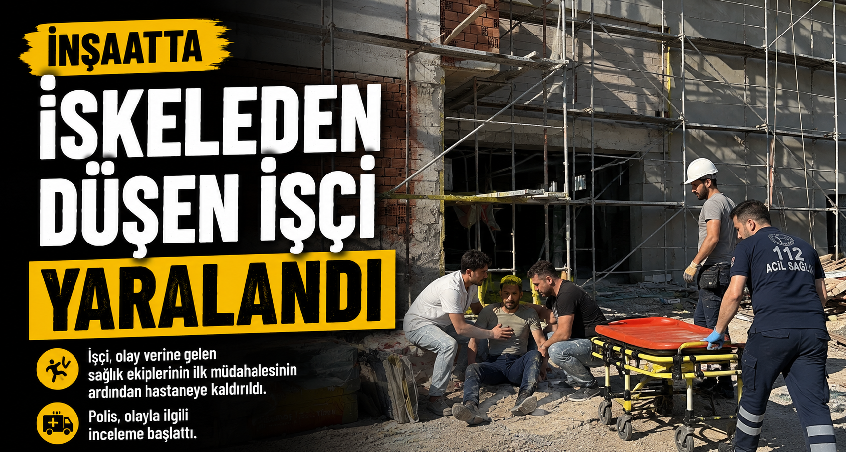 İnşatta İskeleden Düşen İşçi Yaralandı