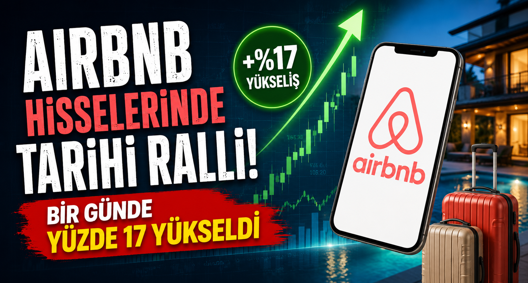 Airbnb hisselerinde tarihi ralli: Bir günde yüzde 17 yükseldi