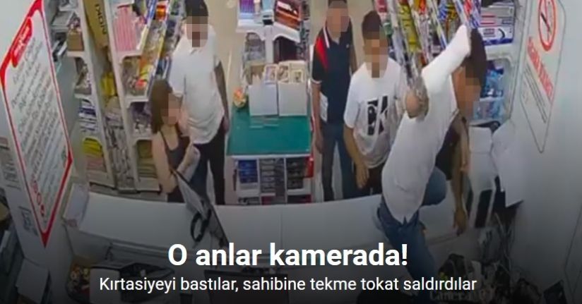 Kırtasiyeyi bastılar, sahibine tekme tokat saldırdılar: O anlar kamerada